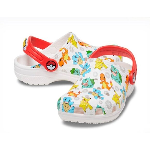 Crocs Classic Pokémon Clog Big Kid Sizes J4 (8-7/8)" J5 (9-1/8") White Multicolo - Picture 1 of 14